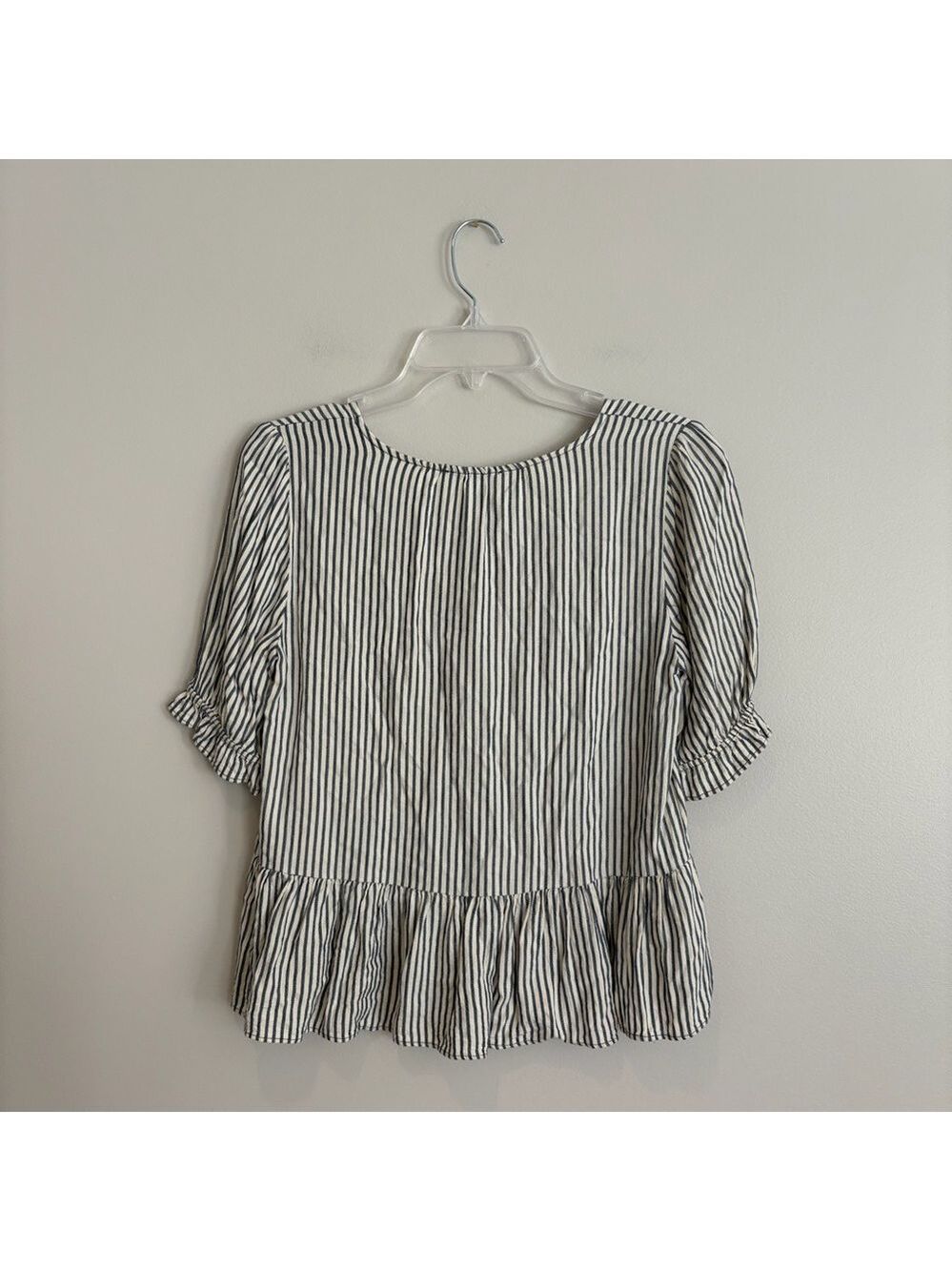Madewell Blue and White Peplum Striped Blouse Size XS - Picture 3 of 6